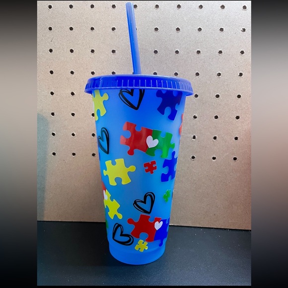 tumbler cold cups. Kitchen Autism Tumbler Cold Cup With Lid Straw